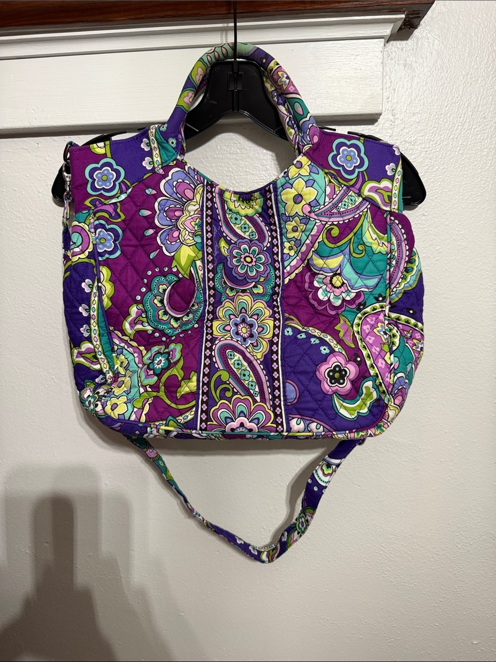 Vera Bradley Purple Floral Paisley Quilted Shoulder Bag